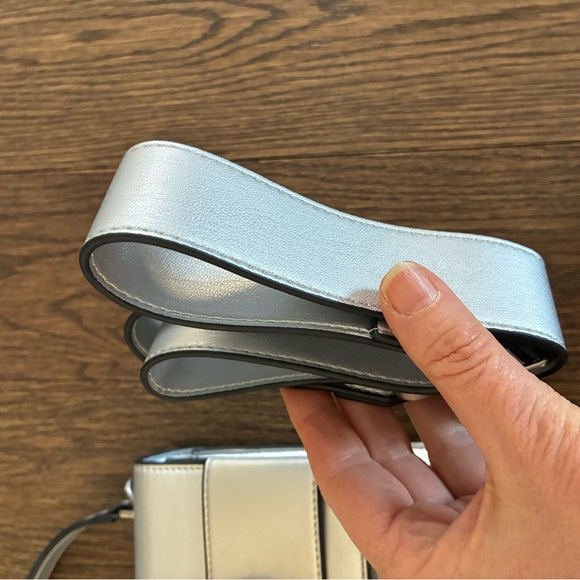 Satchel by Future Collective, Top-Handle w Cross Body Strap Silver Belt Design 🩶 - Picture 9 of 11